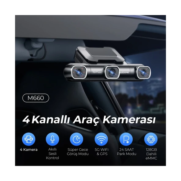 Azdome M660 4K 4 Kameralı 360 Derece Araç Kamerası - 2