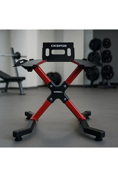 Dambıl Standı Kırmızı – Ev Spor ve Ağırlık Dambıl Rafı - Resim 2