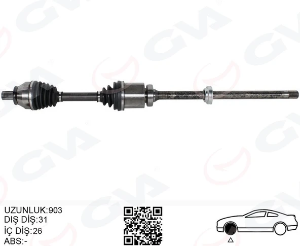 GVA 4499215 KOMPLE AKS ÖN SAĞ FREELANDER 2 L359 2.2 TD4 06>14 UZUNLUK 1.002MM DİŞ 40 DİFERANSİYEL DİŞ 28 LR002618-LR006707-LR062661 ürün görseli