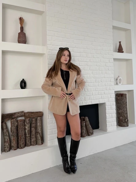 BİÇOMİ Fok ceket premıum kalite bej st255860 - Resim 2