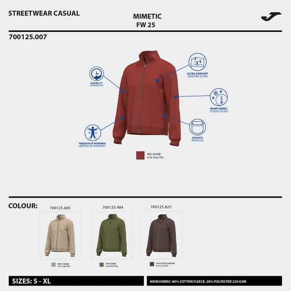 Joma 700125.100 Mimetic Full Zip Unisex Sweatshirt - 2