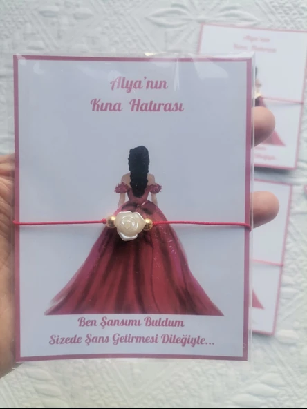 24 Adet Kişiye Özel Gül İnci Model Düğün Nikah Nişan Söz Kına Hatırası Dağıtmalık Hediyelik Bileklik - Resim 6