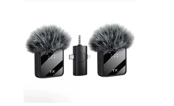 F11-2 Profesyonel 2 Li Kablosuz Yaka Mikrofonu 3in1 Mikrofon Type-C/lightning/jack ürün görseli