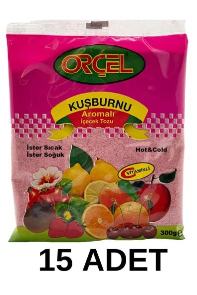 ORÇEL Kuşburnu Aromalı Içecek Tozu Oralet Çay 300gr.x 15 Adet