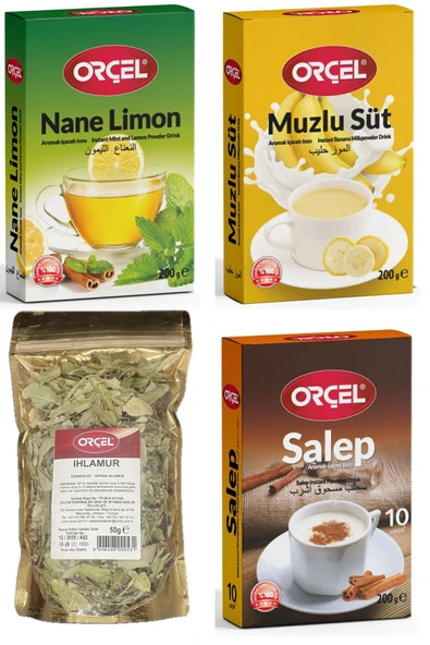 ORÇEL 1 Nane Limon 1 Muzlu Süt 1 Salep 1 Ihlamur 50gr 4 Adet