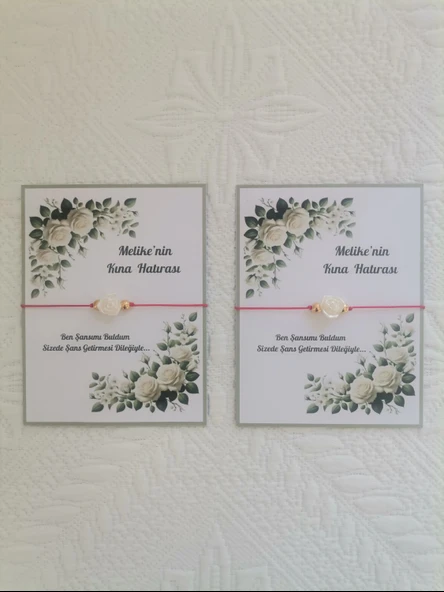 24 Adet Kişiye Özel Gül İnci Model Düğün Nikah Nişan Söz Kına Hatırası Dağıtmalık Hediyelik Bileklik - Resim 2