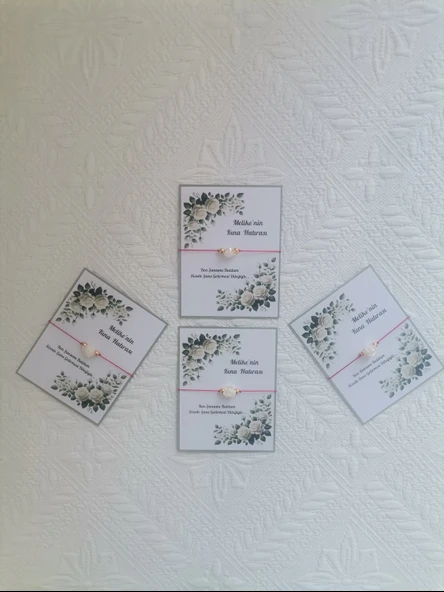 100 Adet Kişiye Özel Gül İnci Model Düğün Nikah Nişan Söz Kına Hatırası Dağıtmalık Hediyelik Bileklik - Resim 5