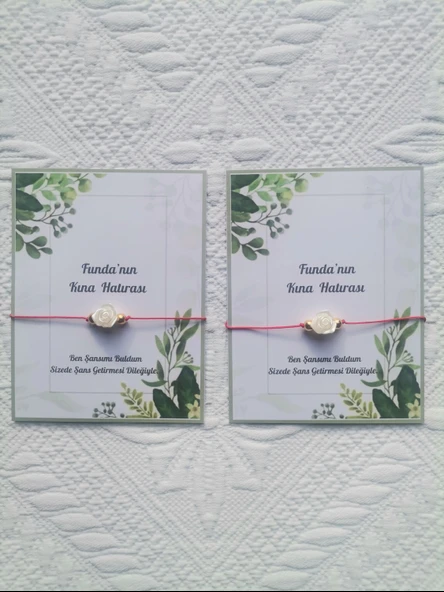 72 Adet Kişiye Özel Gül İnci Model Düğün Nikah Nişan Söz Kına Hatırası Dağıtmalık Hediyelik Bileklik - Resim 2