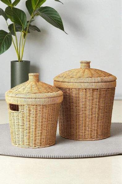 Digithome Konik 2’li Patates Soğan Sepeti Hasır Organizer - 24x28 cm - 819 ürün görseli