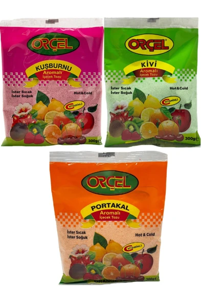 ORÇEL Portakal Kuşburnu Kivi Aromalı Içecek Tozu Oralet Çay 3 X300gr.
