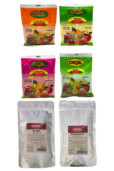 ORÇEL Karadut +Elma +Kivi +Limon +Portakal + Kuşburnu Toz içecek Seti Oralet Karışık Paket 6x300gr. ürün görseli 1