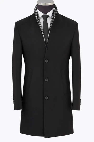 Plus Scorpion Erkek Uzun Kaşe Kaban – İtalyan Kesim Slim Fit Şık Model - 2