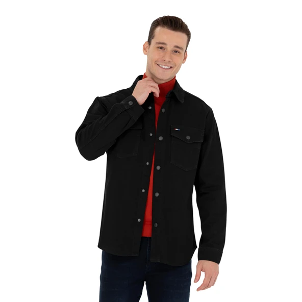 Erkek Siyah Jean Gömlek