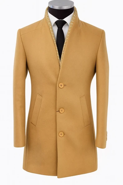 Plus Scorpion Erkek Uzun Kaşe Kaban – İtalyan Kesim Slim Fit Şık Model - 4