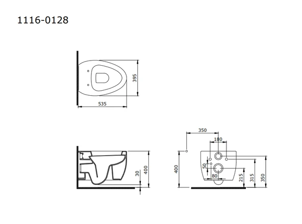 Bocchi Etna Asma Klozet Parlak Siyah 1116-005-0128 Kapak Dahil - Resim 2