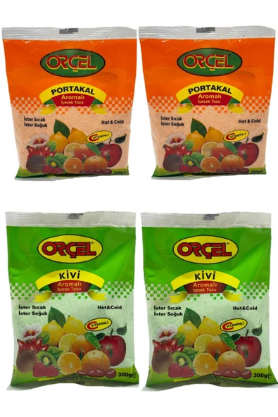 ORÇEL 2 Portakal + 2 Kivi Aromalı Içecek Tozu Oralet Çay 4x300gr. - 1