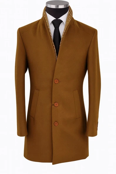 Plus Scorpion Erkek Uzun Kaşe Kaban – İtalyan Kesim Slim Fit Şık Model - 3