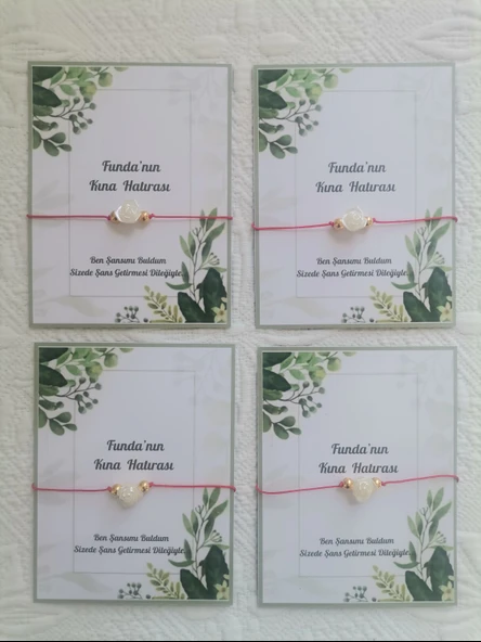 48 Adet Kişiye Özel Gül İnci Model Düğün Nikah Nişan Söz Kına Hatırası Dağıtmalık Hediyelik Bileklik - Resim 4