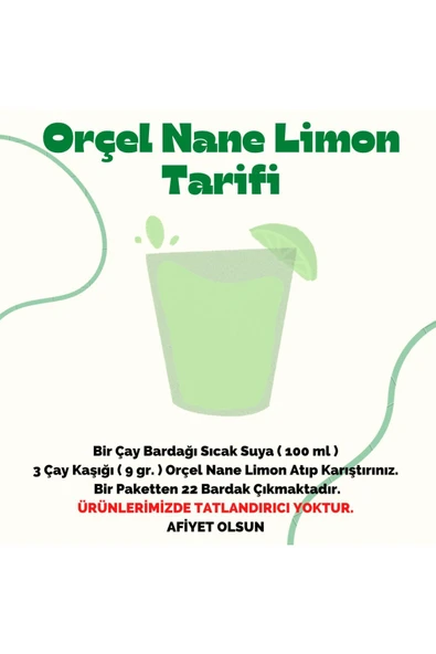 ORÇEL Nane Limon (mentöllü) Aromalı Içecek Tozu Oralet Çay 15 X 200gr. - 2