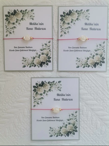 48 Adet Kişiye Özel Gül İnci Model Düğün Nikah Nişan Söz Kına Hatırası Dağıtmalık Hediyelik Bileklik - Resim 3