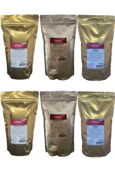 ORÇEL 2kg Karadut 2kg Kivi 2kg Portakal Aromalı Içecek Tozu Oralet Sıcak Soğuk 6 Kg. Kafe Seti ürün görseli 1