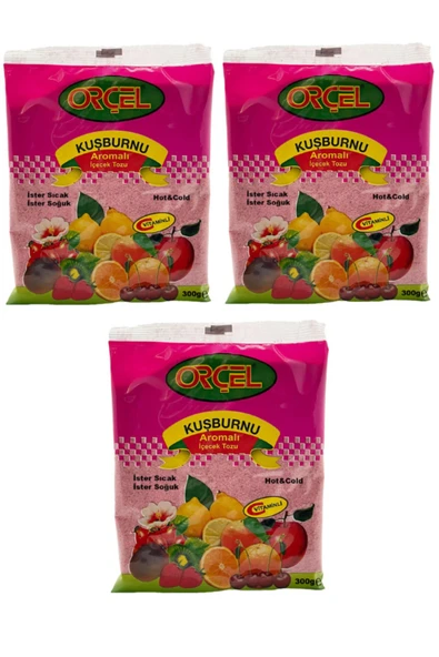 ORÇEL Kuşburnu Aromalı Içecek Tozu Oralet Çay 300 gr x 3 Adet - 1