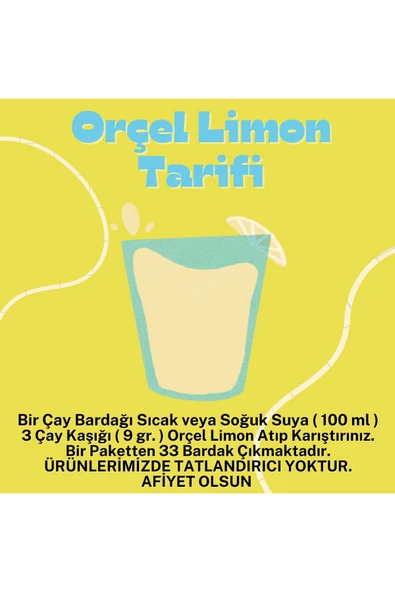 ORÇEL Limon Aromalı Içecek Tozu Oralet Çay 300gr.x 6 Adet - 2