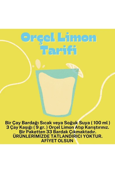 ORÇEL Limon Aromalı Içecek Tozu Oralet Çay 300gr.x 4 Adet - 2