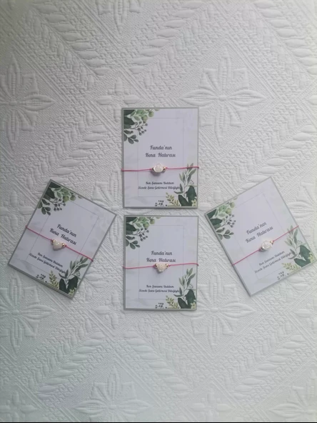 72 Adet Kişiye Özel Gül İnci Model Düğün Nikah Nişan Söz Kına Hatırası Dağıtmalık Hediyelik Bileklik - Resim 5