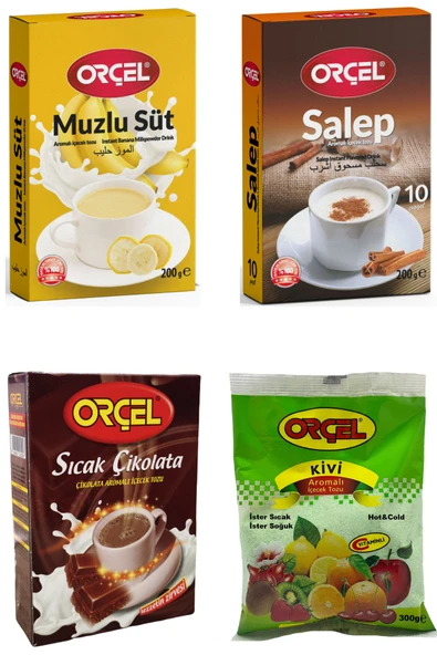 ORÇEL Sıcak Çikolata 200gr. Muzlu Süt 200gr. Salep 200gr. Kivi 300gr.