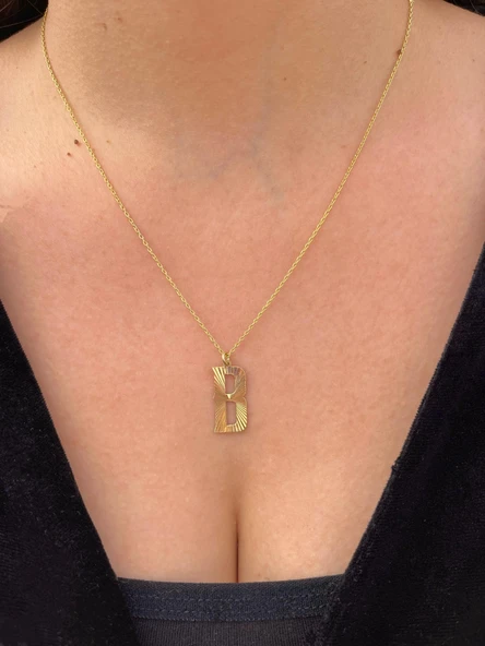 925 Gümüş - Kristal kesim XL Harf Kolye - Resim 2