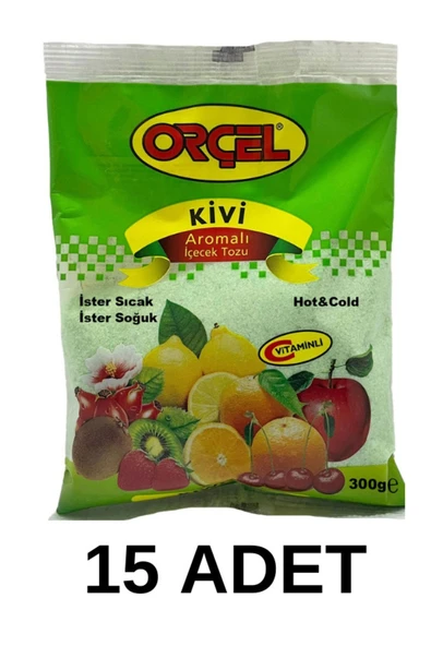 ORÇEL Kivi Aromalı Içecek Tozu Oralet Çay 300gr.x 15 Adet