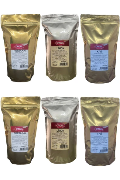 ORÇEL 2kg Portakal 2kg Kivi 2kg Limon Aromalı Içecek Tozu Oralet Sıcak Soğuk 6 Kg. Kafe Seti - 1