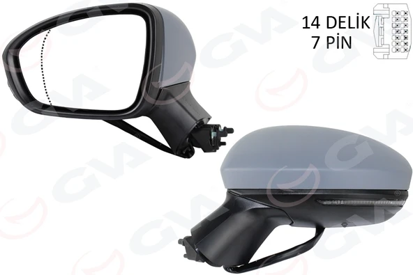 GVA 1014345 DIŞ DİKİZ AYNASI SOL ELEKTRİKLİ ISITMALI SİNYALLİ ASTARLI ASFERİK CLIO V 19- 12H7P 963026687R-963737470R-963668339R ürün görseli 1