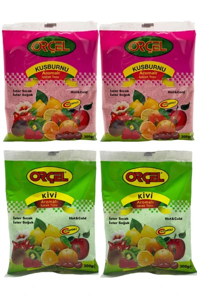 ORÇEL 2 Kivi 2 Kuşburnu Aromalı Içecek Tozu Oralet Çay 4x300gr.