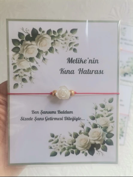 48 Adet Kişiye Özel Gül İnci Model Düğün Nikah Nişan Söz Kına Hatırası Dağıtmalık Hediyelik Bileklik - Resim 7