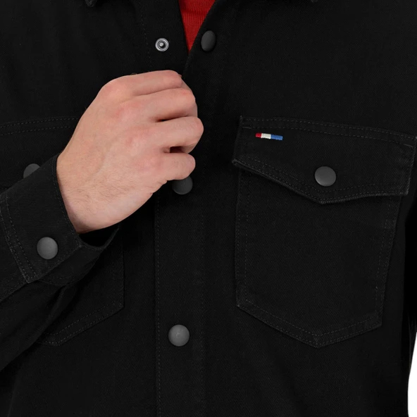 Erkek Siyah Jean Gömlek - 5