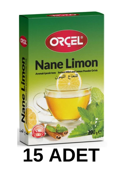 ORÇEL Nane Limon (mentöllü) Aromalı Içecek Tozu Oralet Çay 15 X 200gr. - 1