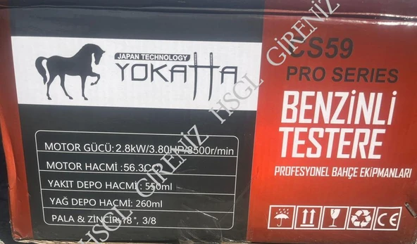 HSGL Ağaç Kesim YOKATTA CS59 PRO Series Benzinli Motorlu Testere 56.3cc 2.8kW (3.80HP) Güçlü Ağaç Motoru Profesyonel Kesim Performansı - 2