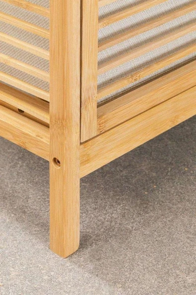 Digithome Bambu XL Kirli Sepetli 3 Raflı Çok Amaçlı Banyo Düzenleyici Çamaşır Sepeti Organizer DB-0011 - 5