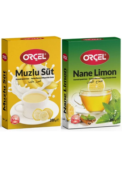 ORÇEL Nane Limon + Muzlu Süt Aromalı Içecek Tozu Oralet Çay 2x200gr.