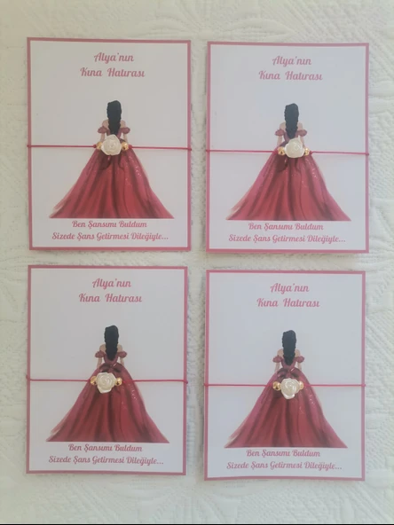 100 Adet Kişiye Özel Gül İnci Model Düğün Nikah Nişan Söz Kına Hatırası Dağıtmalık Hediyelik Bileklik - Resim 4