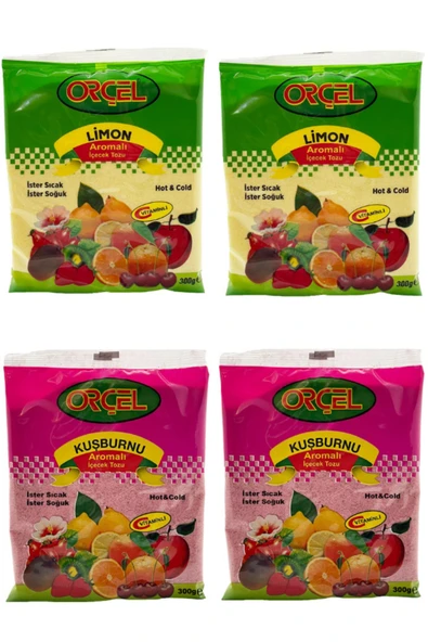 ORÇEL 2 Limon + 2 Kuşburnu Aromalı Içecek Tozu Oralet Çay 4x300gr.