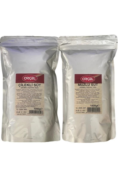 ORÇEL Çilekli Süt + Muzlu Süt Aromalı içecek Tozu Oralet 2x1kg.