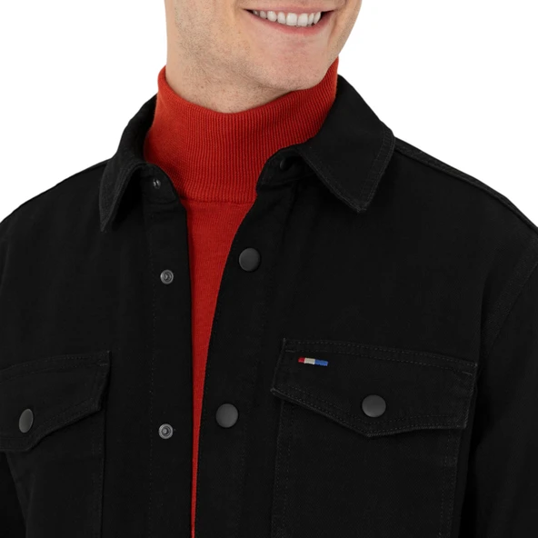 Erkek Siyah Jean Gömlek - 4