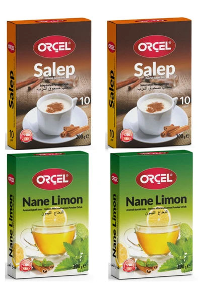 ORÇEL 2 Nane Limon 2 Salep Aromalı Içecek Tozu Oralet Çay 4x200gr.