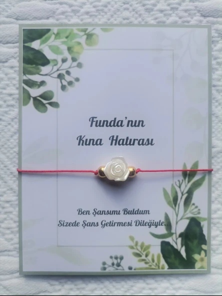 48 Adet Kişiye Özel Gül İnci Model Düğün Nikah Nişan Söz Kına Hatırası Dağıtmalık Hediyelik Bileklik ürün görseli