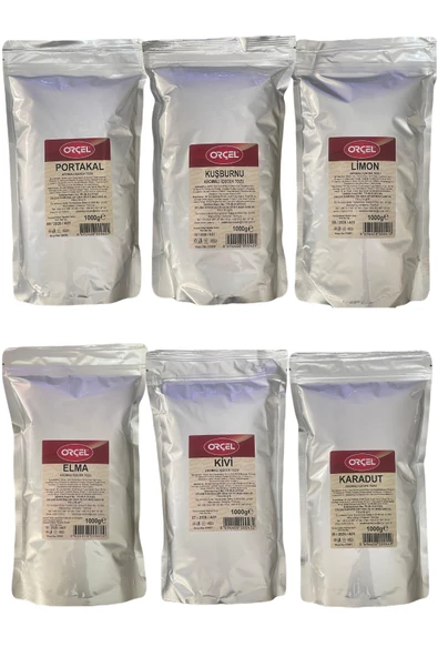 ORÇEL Portakal +Limon +Kuşburnu +Kivi +Elma +Karadut Aromalı içecek Tozu Oralet 6x1 kg - 1