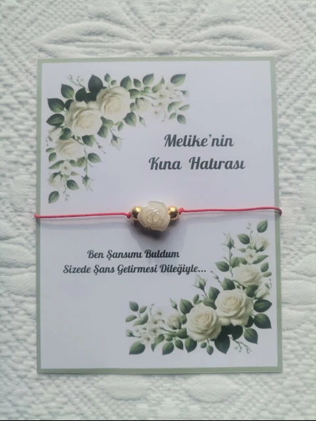 72 Adet Kişiye Özel Gül İnci Model Düğün Nikah Nişan Söz Kına Hatırası Dağıtmalık Hediyelik Bileklik - Resim 6