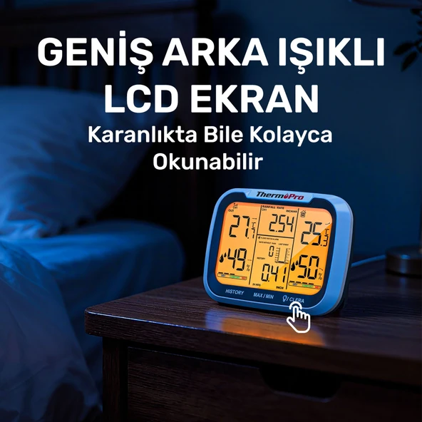 ThermoPro TP270 Termometre İç/Dış Mekan Profesyonel Dijital Sıcaklık ve Nem Ölçer - Resim 7
